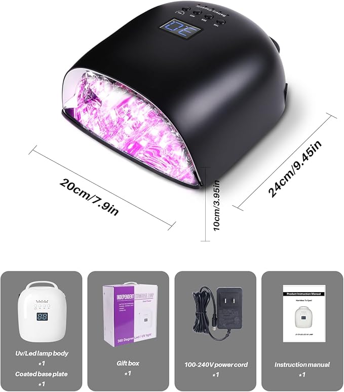 52 Beads Professional UV LED Nail Lamp - Long Battery Life Rechargeable Nail Light for Gel Nails,Nail Tech Must Haves UV Fast Dryer Lamp for Gel Polish (JC22-Pro,Matte Black)