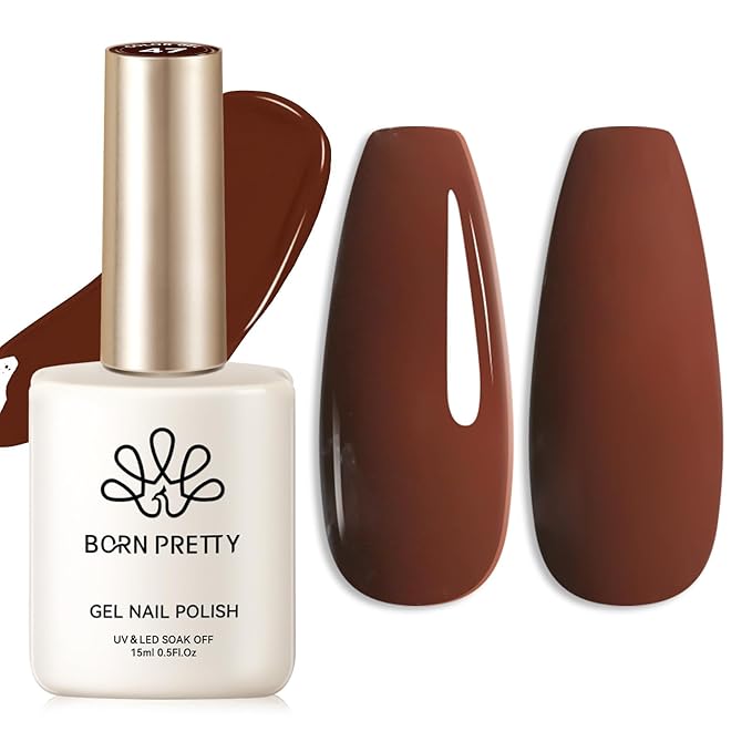 BORN PRETTY Brown Chocolate Gel Nail Polish Fall Winter Mocha Caramel Color Gel Polish Soak Off Gel Polish Nail Art Design Manicure Salon DIY Home 15ML