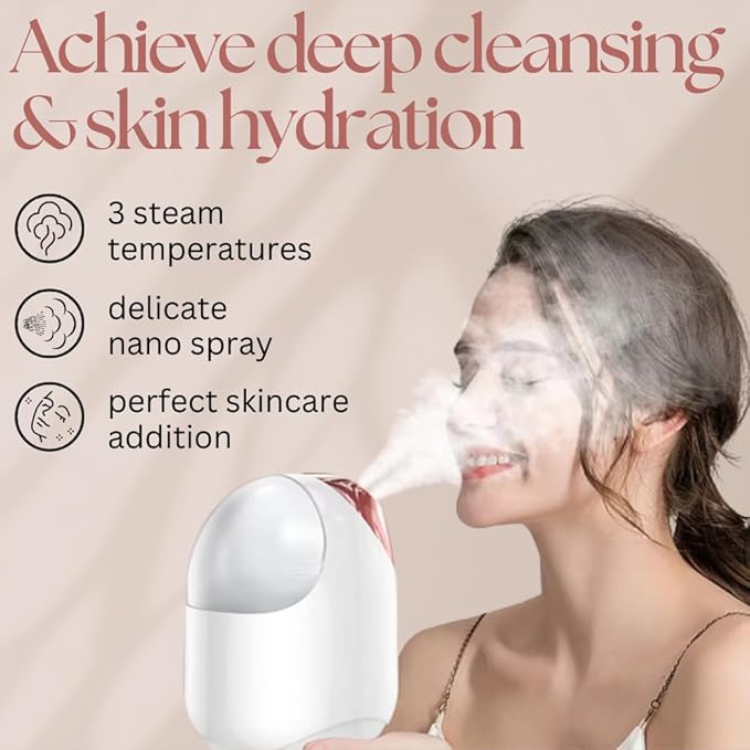 Facial Steamer - Hot and Cold and Warm Mist Face Steamer for Facial Deep Cleaning with Nano Ionic, for Home Spa, Portable Face Humidifier
