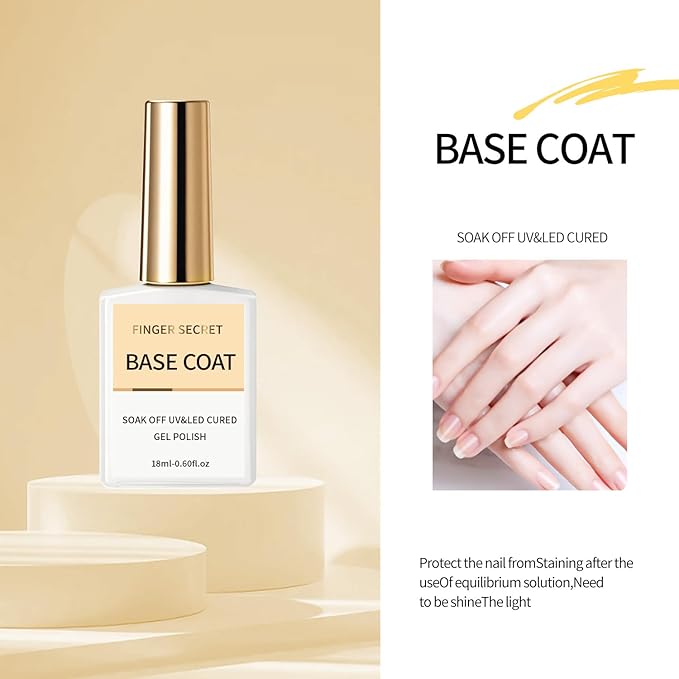 18ml/0.63floz Base Coat, Base Coat Gel Nail Polish,Nail Supplies Fast Drying Nail Polish for Art DIY Design Nail Art in Salon or Home Use