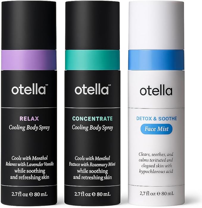 Cooling Essentials Trio Bundle: Detox & Soothe Hypochlorous Acid Face Mist, Lavender Vanilla & Rosemary Mint Menthol Cooling Body Sprays - Instant Heat Relief, Skin Soothing Aromatherapy, Vegan