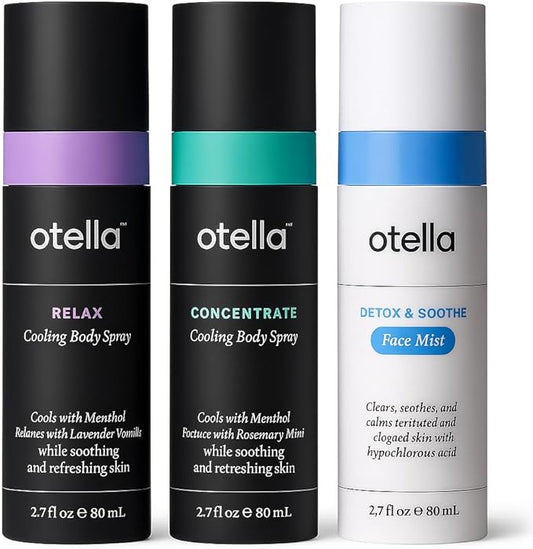 Cooling Essentials Trio Bundle: Detox & Soothe Hypochlorous Acid Face Mist, Lavender Vanilla & Rosemary Mint Menthol Cooling Body Sprays - Instant Heat Relief, Skin Soothing Aromatherapy, Vegan
