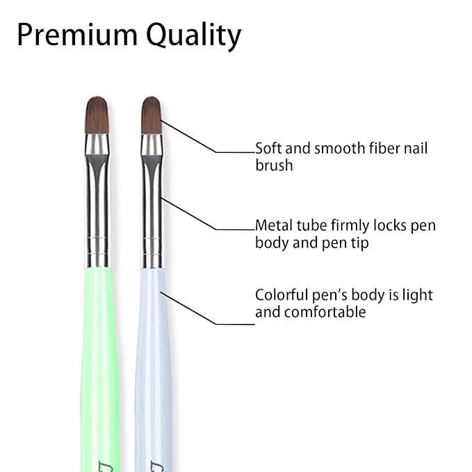 Lofuanna Nail Art Brushes Set Gel Nail Brush 7Pcs Poly Extension gel Brushes French Manicure Tools Nail Art Tips Builder Brushes Acrylic Painting Drawing Pen for Home and Professional Salon Use Sizes #2,4,6,8,10,12,14