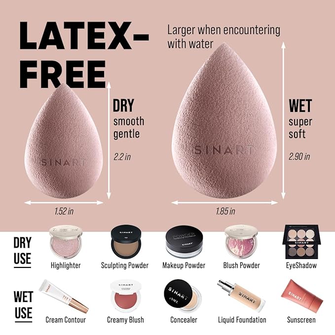 Makeup Sponge, Beauty Makeup Foundation Blender, For Liquid, Cream, & Powder Products, Original Premium PROsponge, Vegan, Cruelty & Latex-Free (BEIGE)