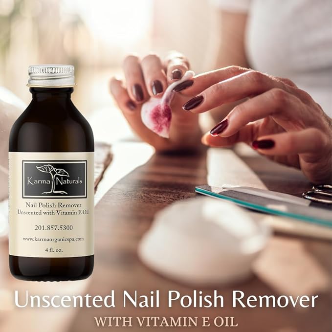 Karma Organic Nail Polish Remover Unscented- Non Toxic, Vegan, Cruelty Free, Acetone Free – Nails Strengthener for Fingernails –12 fl. Oz. (3 Pack)