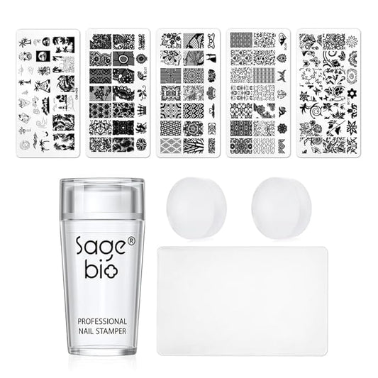 8PCS Nail Art Stamper Clear Silicone Nails Stamping Jelly with Scraper Transparent Visible Body DIY Manicure Nail Art Tool O