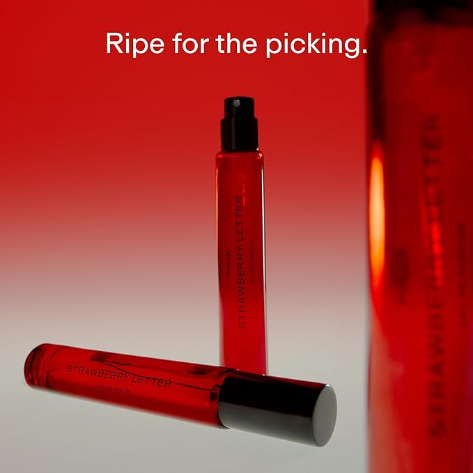PHLUR Strawberry Letter Eau de Parfum - Travel Size Perfume Spray - Strawberry Gourmand Fine Fragrance (9.5mL)