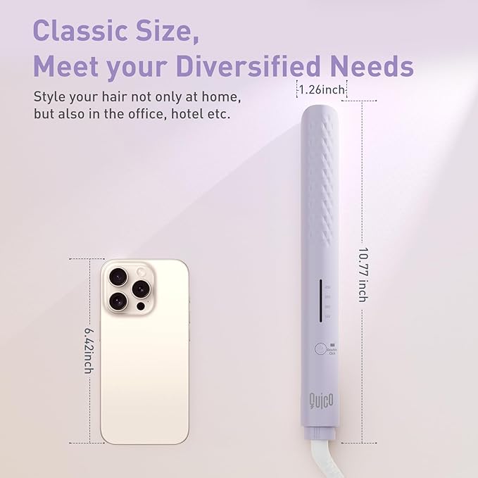 Quico Hair Straightener, 110-240V Global Travel Hair Straighteners for women, 15s Fast Heating, Professional Negative Ion Flat Iron, Temp Memory, 320℉-450℉, Auto-Off, with Glove and Clips, Gift, Lilac