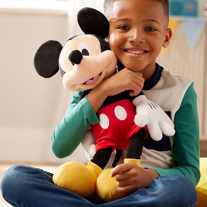 Disney Store Official Mickey Mouse Medium Soft Toy for Kids, Cuddly Character with Fuzzy Texture and Embroidered Details, Soft Tail, Disney Plushy Suitable for All Ages.