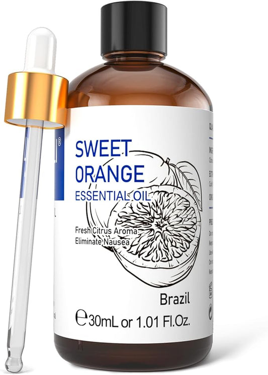 HIQILI 30ML Sweet Orange Essential Oil - Pure and Natural for Diffuser, Skin - 1 Fl Oz