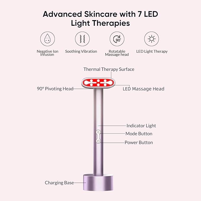 Red-Light-Therapy-for-Face, 7 in 1 LED Light Therapy Eye Equipment for Skin Care at Home, Red Light Therapy Face Massager Eye Beauty Skincare Rejuvenation Tool for Anti-Aging, Wrinkles & Glowing Skin