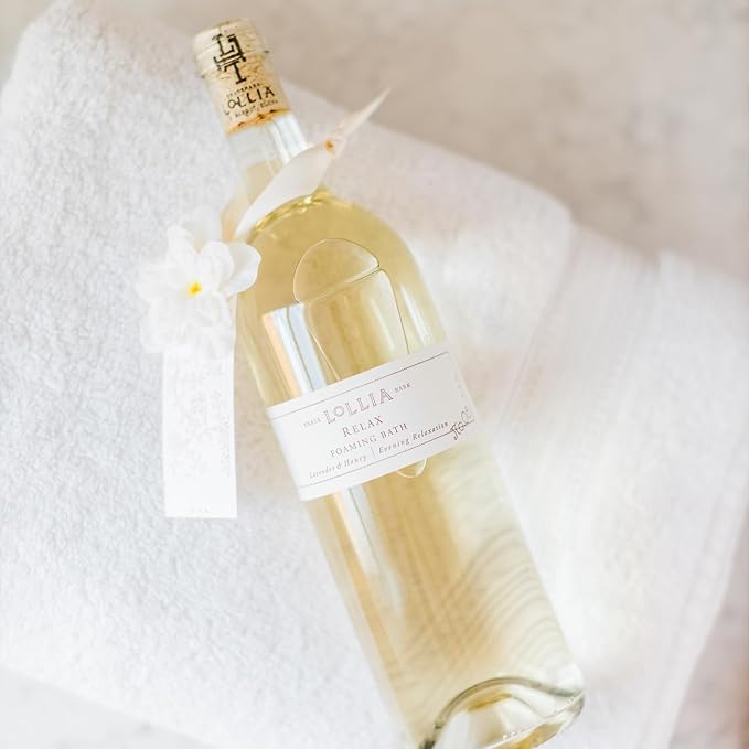 Lollia Relax Bubble Bath, 25 fl. oz., Lavender & Honey Scented Luxury Soap, Gentle & Moisturizing Fragranced Cleanser with Hydrating Ingredients for Women