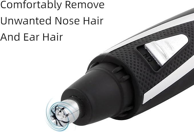 Ear and Nose Hair Trimmer Clippers: 2025 Professional Painless Eyebrow & Facial Hair Trimmers Remover for Men Women, Battery Operated Nasal Clipper, Dual Edge Waterproof Blades for Easy Clean, Black