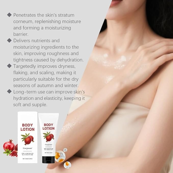 Pomegranate Body Lotion for Women - Nourishing & Non-Greasy Daily Moisturizer with Vitamin E - 3.53 oz for Soft, Smooth Skin - Hand and Body Lotion for Dry Skin Care in Fall & Winter (2)