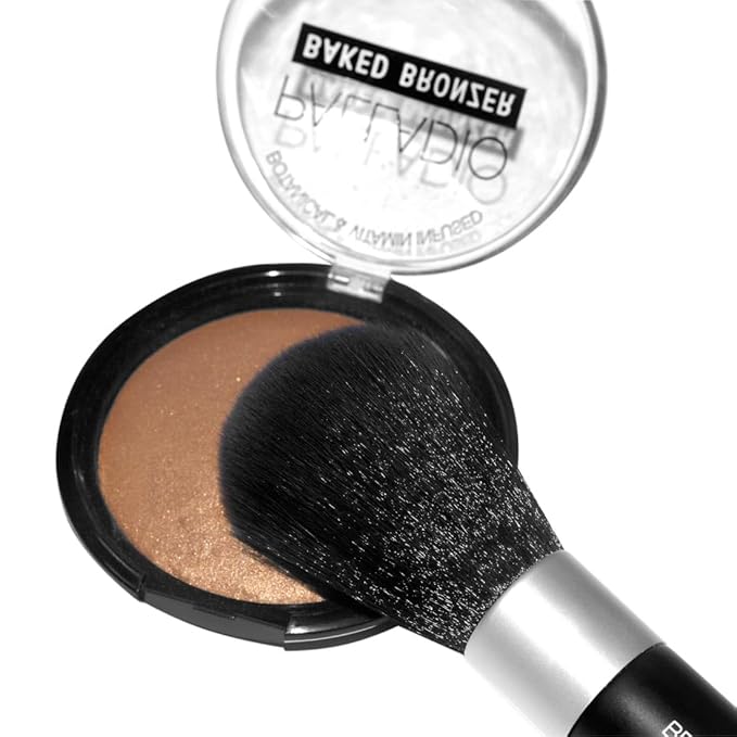 Palladio Bronzer Brush, Extra Large, Natural Looking Effect, Gentle on Skin, Flawless Powder Blending, Smooth Finish, Synthetic Natural Bristles, Soft Feel, Comfortable Grip, Professional Application