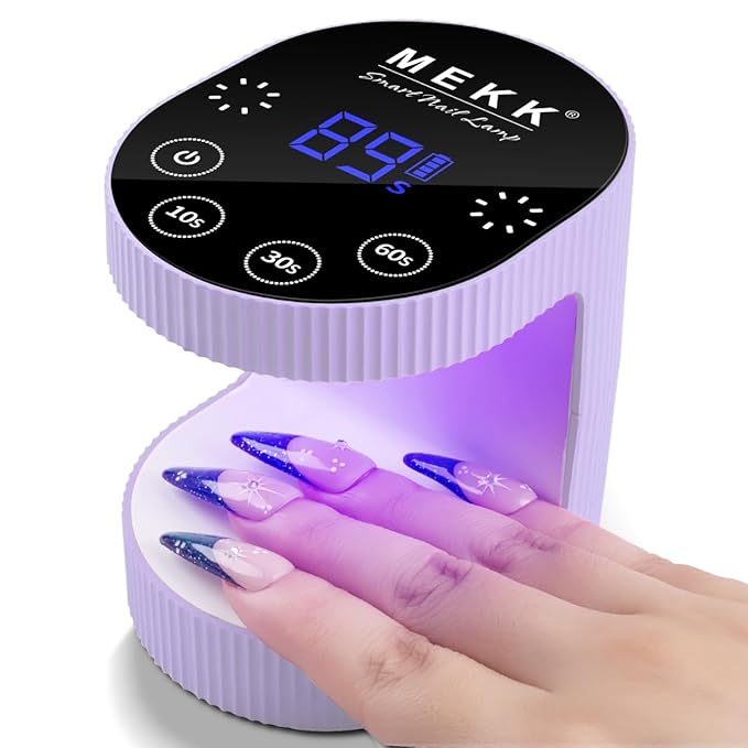 MEKK Cordless Mini UV Light for Gel Nails - 24W Rechargeable Mini UV LED Nail Lamp with Touch Control & Auto Sensor,Small Flash Cure Lamp,4 Timers,Portable Nail Light for Salon & Home-Purple