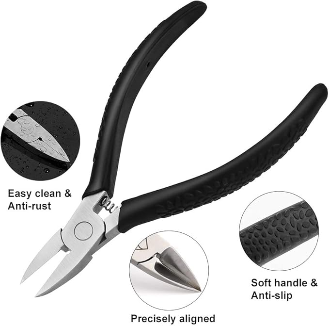 FERYES Straight Blade Toenail Clippers with Toenail Lifter and Fork - Toe Nail Clipper for Thick Toenails - 2 in 1 Ingrown Toenail Tools Kit