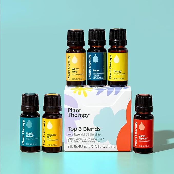 Plant Therapy Essential Oil Blends Set, Top 6 Most Popular, 100% Pure, Undiluted, Natural Aromatherapy, Therapeutic Grade, 10 mL