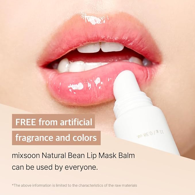 mixsoon Natural Bean Lip Mask Balm - Moisturizing and Softening Lip Care, Fermented Bean and Shea Butter, Vegan Formula for Smooth, Hydrated Lips 11g / 0.37 fl. oz. Korean Glass Skin Care
