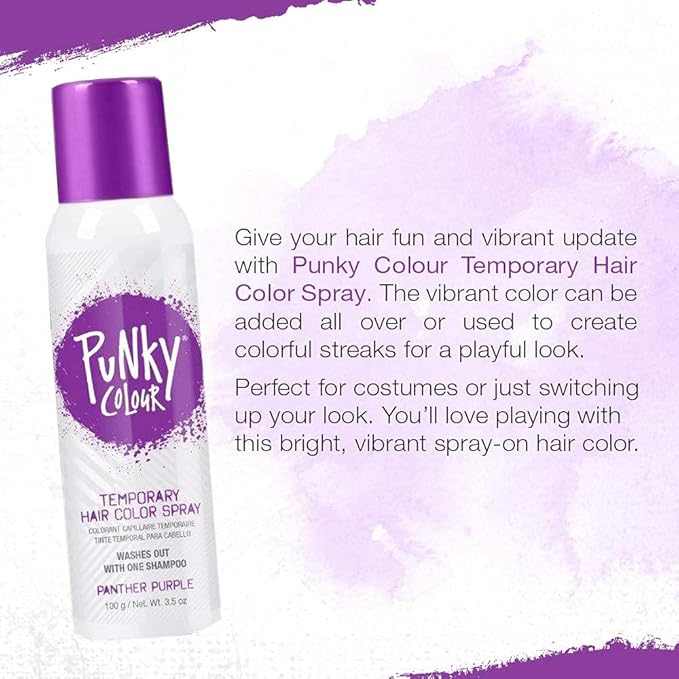 Punky Temporary Hair Color Spray – Panther Purple, Instant Vivid Temporary Hair Dye for Kids & Women, Wash Out, Hair-Color Spray, 3.5 oz, 2 Pack