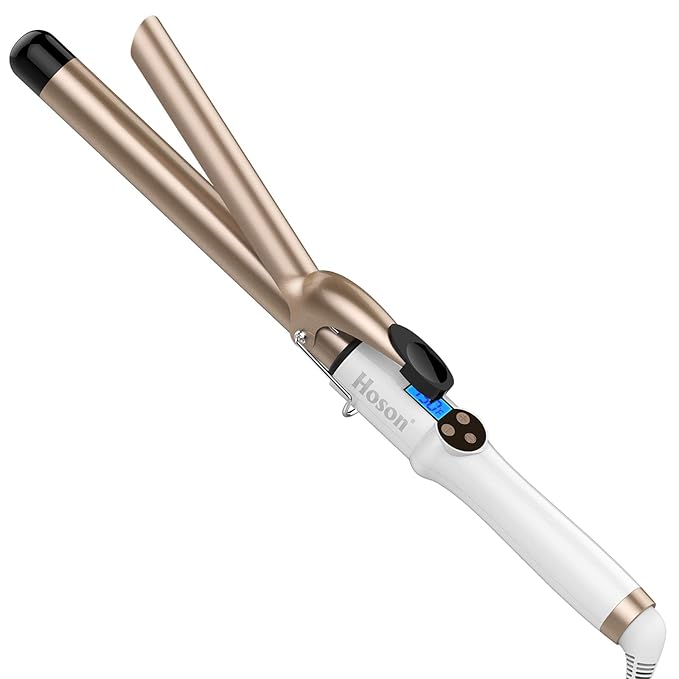 Hoson 1 Inch Curling Iron Professional Ceramic Tourmaline Coating Barrel Hair Curler, LCD Dispaly with 9 Heat Setting(225°F to 450°F for All Hair Types, Glove Include)