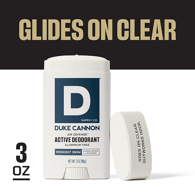 Duke Cannon Midnight Swim Aluminum-Free Deodorant for Men - Air Defense, Sandalwood + Lavender Scent, 3 oz – Long-Lasting, Clear Glide, Skin-Soothing Formula