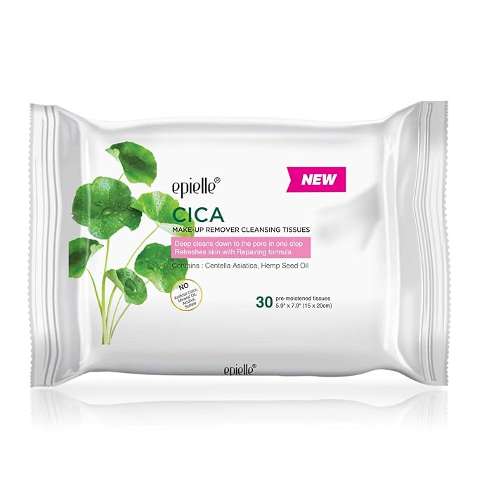 Epielle Makeup Remover Wipes, Remove Waterproof Mascara, Gentle Daily Facial Cleanser Towelettes with Witch Hazel, Cica & Green Tea, Stocking Stuffers, Thanksgiving Essentials, 30 Count (Pack of 6)