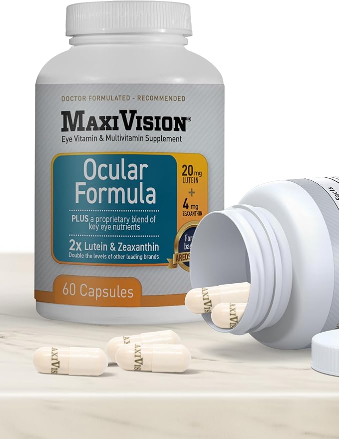 MaxiVision® Ocular Formula - AREDS2 - Eye Vitamins & Multivitamin - Lutein and Zeaxanthin - 1 Bottle (60 Capsules)