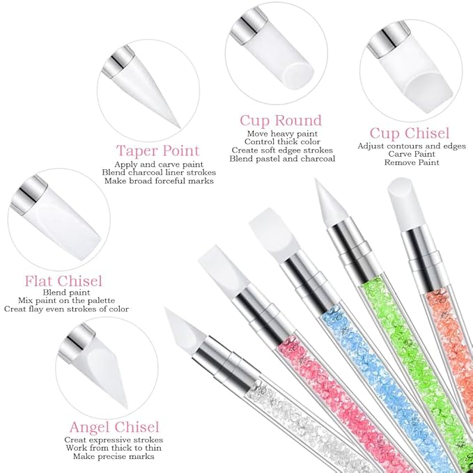 Nail Art Tools 27Pcs Set,Nail Art Brush,Resin Nail Art Palette,5 Pcs Nail Art Sculpture Pen,2-way Acrylic Silicone Engraving Pen Dotting Pen Tools Nail Art Kit for Nail Art DIY