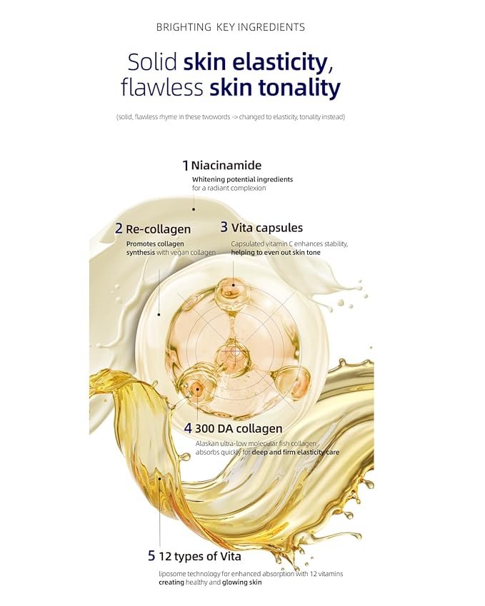 Vita Gel Hydro Facial Mask 5PCS - Brightening Glow & Even Skin Tone, Korean Spa-Strength Gel Mask with Vitamin C+E, Hydrating for Dullness/Dark Spots,Liposome Encapsulated