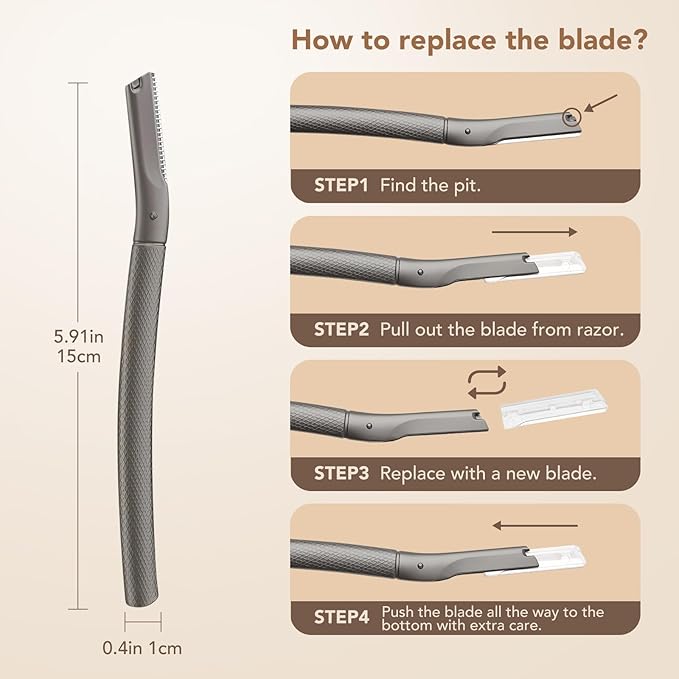 BoxedHome Eyebrow Razor with 11 Blades for Women & Men, Face Eye Brow Trimmer Shaper, Non-slip Facial Shaver with Precision Cover,Black