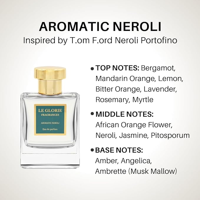Inspired by T Ford's Neroli Portofino, Aromatic Neroli EDP, Long Lasting 12-14 Hours Perfume Spray for Men, Women, unisex, All Skin Types - 0.33 fl oz 10ml