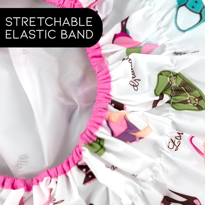 Reusable Shower & Bath Cap, Lined, Oversized Waterproof Shower Caps Large Designed for all Hair Lengths with Lining & Elastic Band Stretch Hem Hair Hat - Fashionista Diva