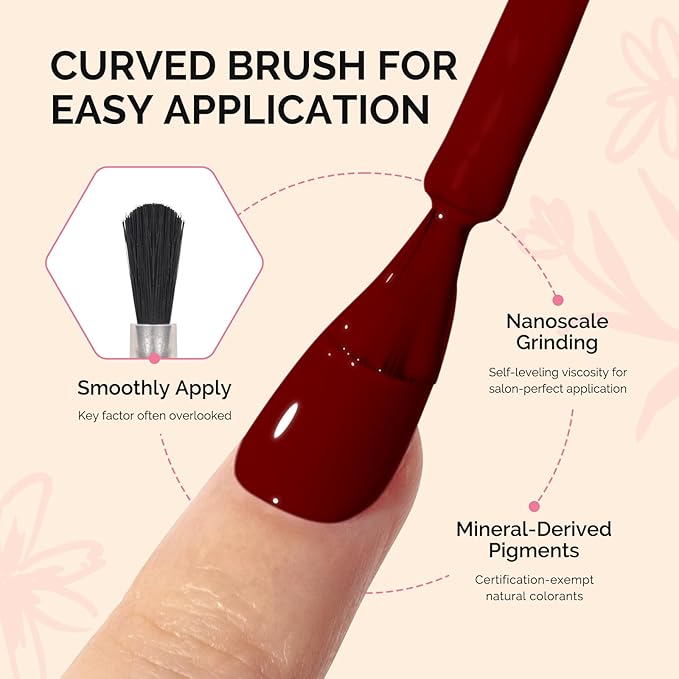MelodySusie Fleurwee Plant Based Gel Nail Polish, Hema Free Rose Red Nail Polish, Soak Off UV LED Gel Polish Gift for Women 21 Non Toxic Long Lasting Nail Art Manicure Salon DIY at Home P29