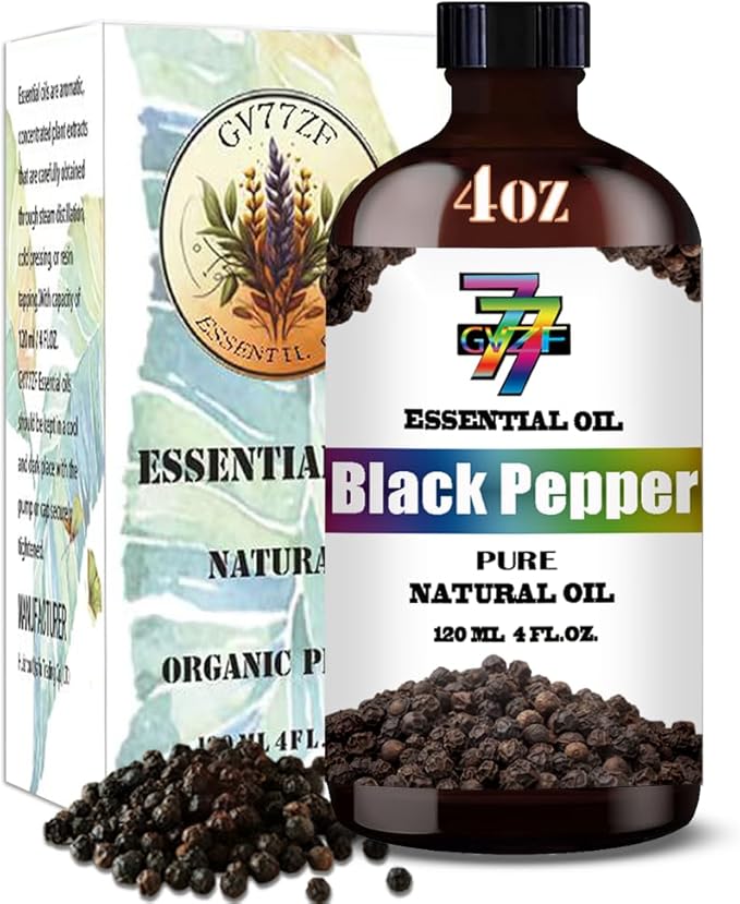 Black Pepper Essential Oil (4 oz/120 ml) — Black Pepper Oils for Aromatherapy, diffusers, humidifiers, Home fragrances, DIY Skincare, soap Making, DIY Candle, Relaxation, Yoga, and Meditation