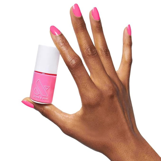 Olive & June Long Lasting Nail Polish | Gel-Like Finish No Lamp Needed | Lasts up to 10 days | Salon-Quality Color at Home | 15-Free Vegan Cruelty-Free Chip-Resistant Shine | Grateful & Kind Pure Pink