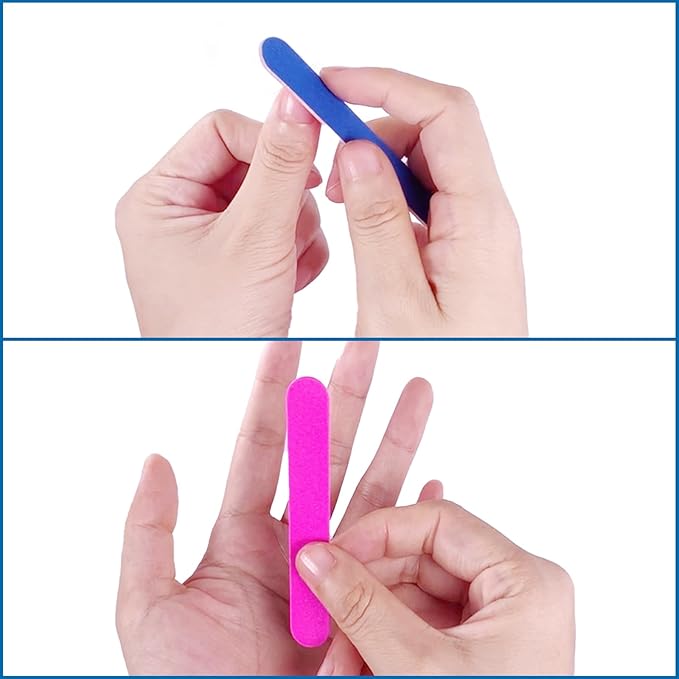 200 Pcs Emery Boards for Nails, Nail Files for Nature Nails Small Disposable Double Sided Colorful Nail File Bulk for Home Salon Travel Size Mini Manicure Kit for Men Women Kids Wood Emory Pink/Blue