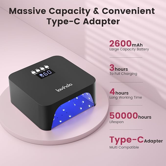 Lavinda UV Light for Gel Nails, Professiona UV LED Nail Lamp 2X Faster Curing Nail Dryer Nail Light Compatible with All Gel Types for Home Salon (NovaGlow Black)