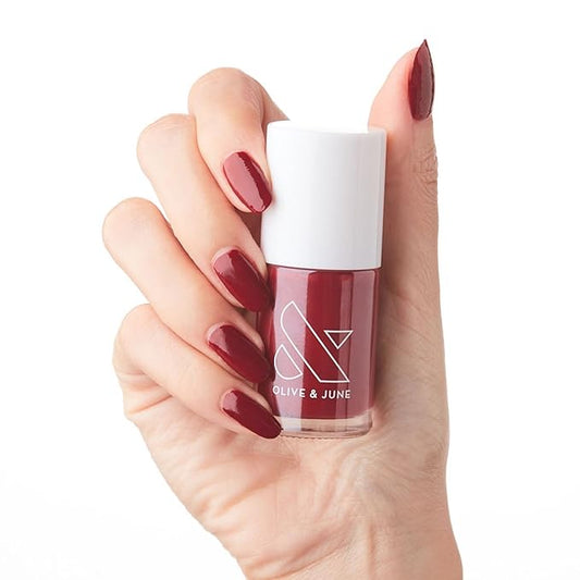 Olive & June Long Lasting Nail Polish | Plump Gel-Like Finish No Lamp Needed | Lasts up to 10 days | Salon-Quality Color at Home | 15-Free, Vegan & Cruelty-Free Chip-Resistant | Cozy Up | Brick Red