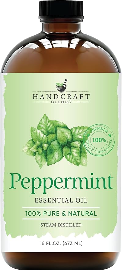 Handcraft Blends Peppermint Essential Oil in Glass Bottle – Huge 16 Fl Oz – 100% Pure and Natural – Premium Grade Oil for Diffuser and Aromatherapy, Skin, Massage, Candle and Soap Making Fragrance