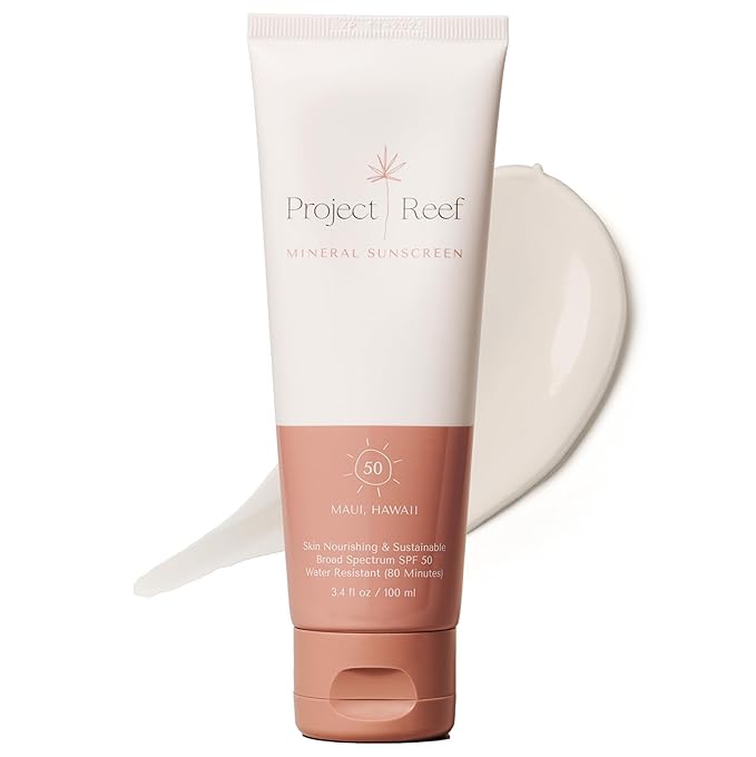 Project Reef SPF 50 Mineral Sunscreen Lotion – Hawaii Reef Act 104 Compliant Zinc Sunscreen with Natural Ingredients, Vegan, Ocean-Friendly, Water-Resistant, 3.4 fl oz