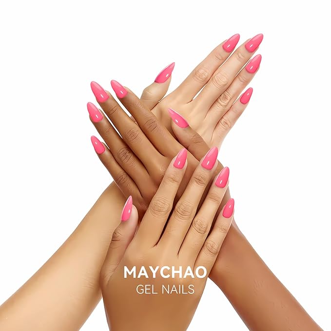 MAYCHAO 15ML Gel Nail Polish 1Pc Bright Pink Gel Polish Soak Off UV LED Nail Lamp Curing Nail Polish for Nail Art Manicure Salon DIY at Home, 0.5 OZ