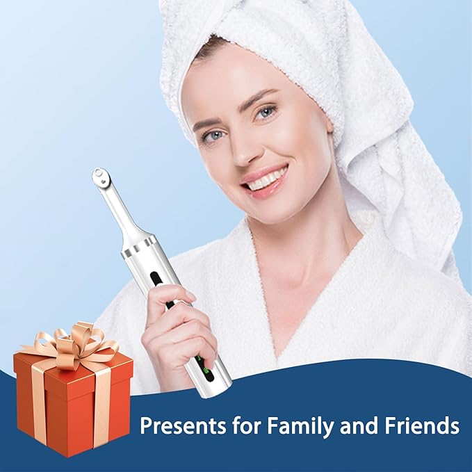 Plaque or Electric Tartar Polishing TeethKit with LED Light 5 Speed Modes with 5 Replacement Brush Heads (White)