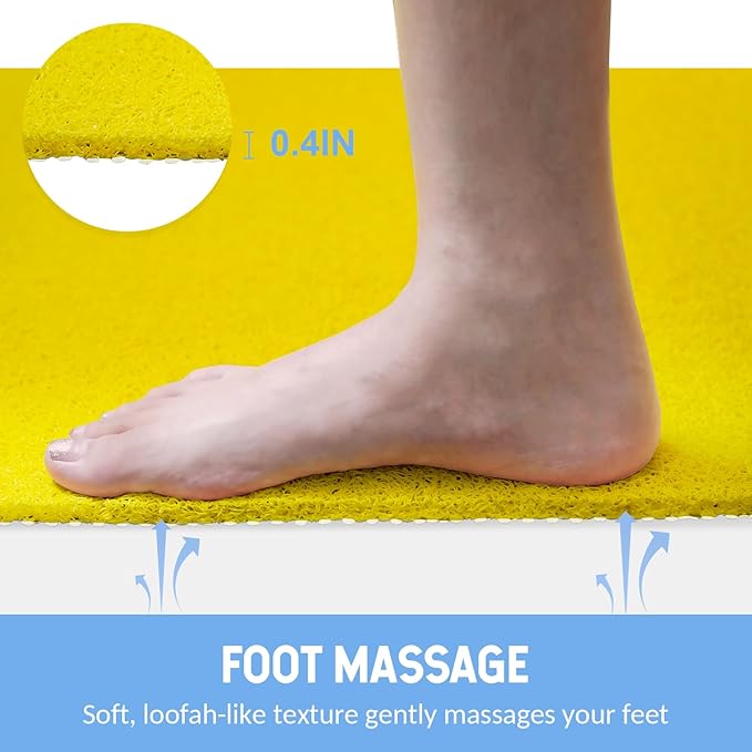 Non-Slip Bathtub Mat, Anti Slip Shower Mat, Fast Drying Bathtub Mats, Foot Scrubber Mat, Anti Slip Mat for Tub, Floor, Bathroom, Kitchen, Home, Hotel (Yellow 40"×28")