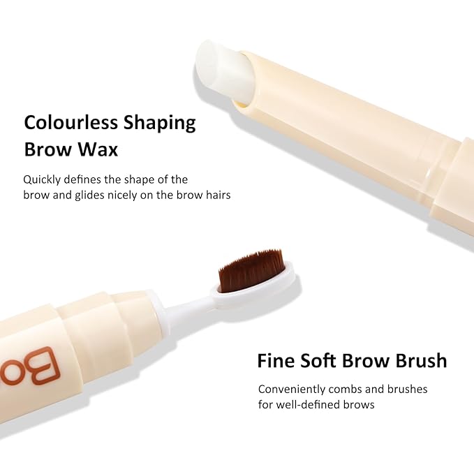 Boobeen Brow Wax Clear, Waterproof Eyebrow Wax Styling Pencil, Shaping with Slanted Tip Application, Long-Lasting Hold