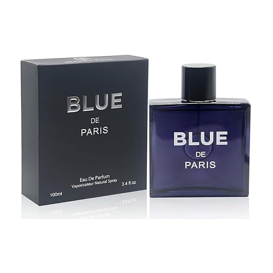 Blue De Paris Sensual Woody Fragrance for Men | Long Lasting Cologne Aromatic Scent, Eau de Parfum Natural Spray - Great Holiday Gift, 3.4 Fl Oz/100 Ml