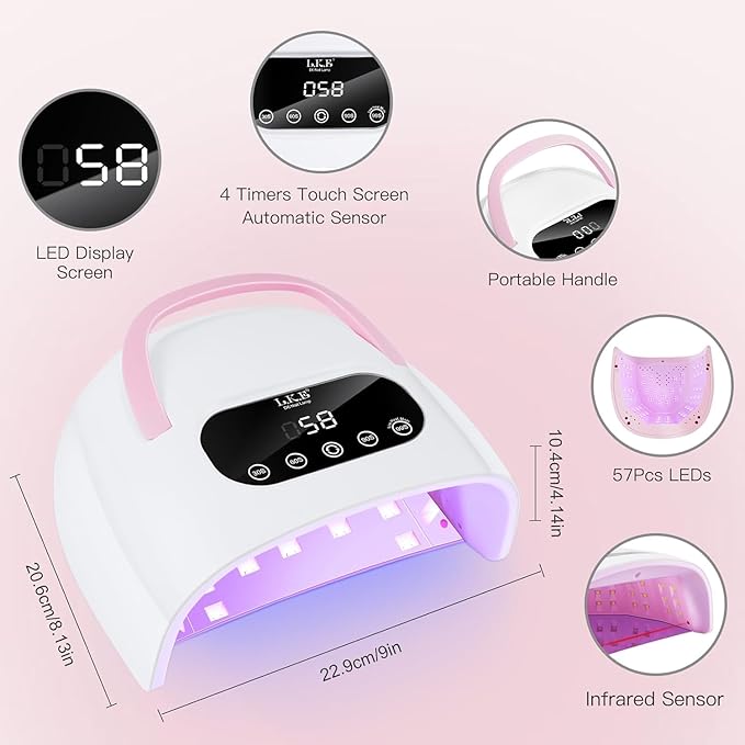 LetGoShop Professional UV Nail Lamp, 168W UV Light for Gel Nails, Nail Dryer with Auto Sensor & 4 Timer Settings Fast Curing Polish, Salon & Home Manicure DIY