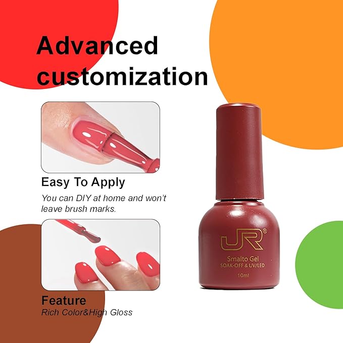 JR 35pcs 10ml Gel Nail Polish Dark series Yellow Green Black Red Nude Brown Gel Polish Set Base Top Matte Coat For Professional Nail Salon Gifts for Women C Set