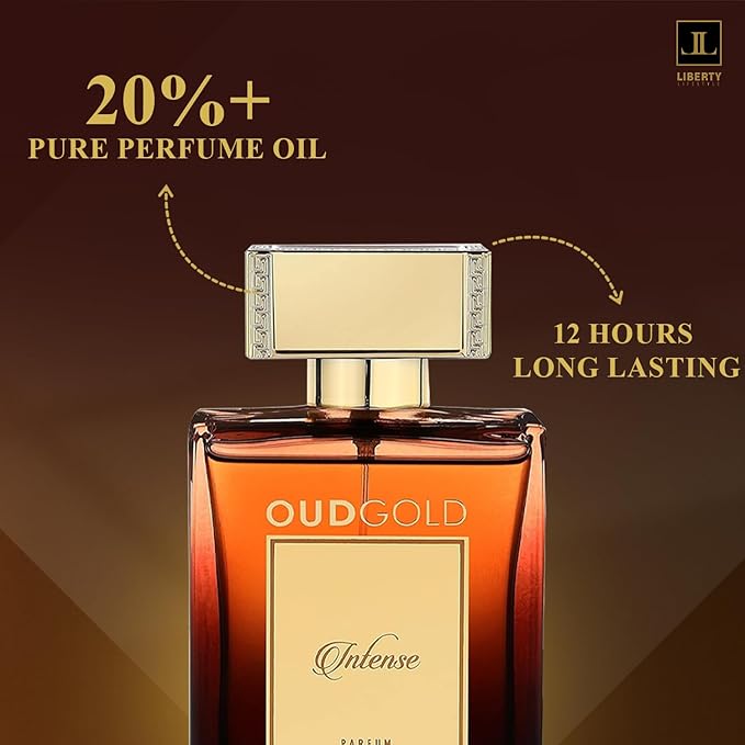 Liberty Luxury OudGold Intense French Parfum for Men – Woody Fragrance for men, Bold and Long Lasting Scent for Confidence and Prestige, Perfume for mens,arabic Parfum,Gift for men, 100ml