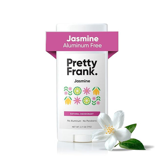 Pretty Frank Natural Aluminum-Free Deodorant Stick, Jasmine (1-Pack) | All-Day Odor Control for Women & Men | Effective, Skin Soothing Formula with Safe, Organic Ingredients and Essential Oils
